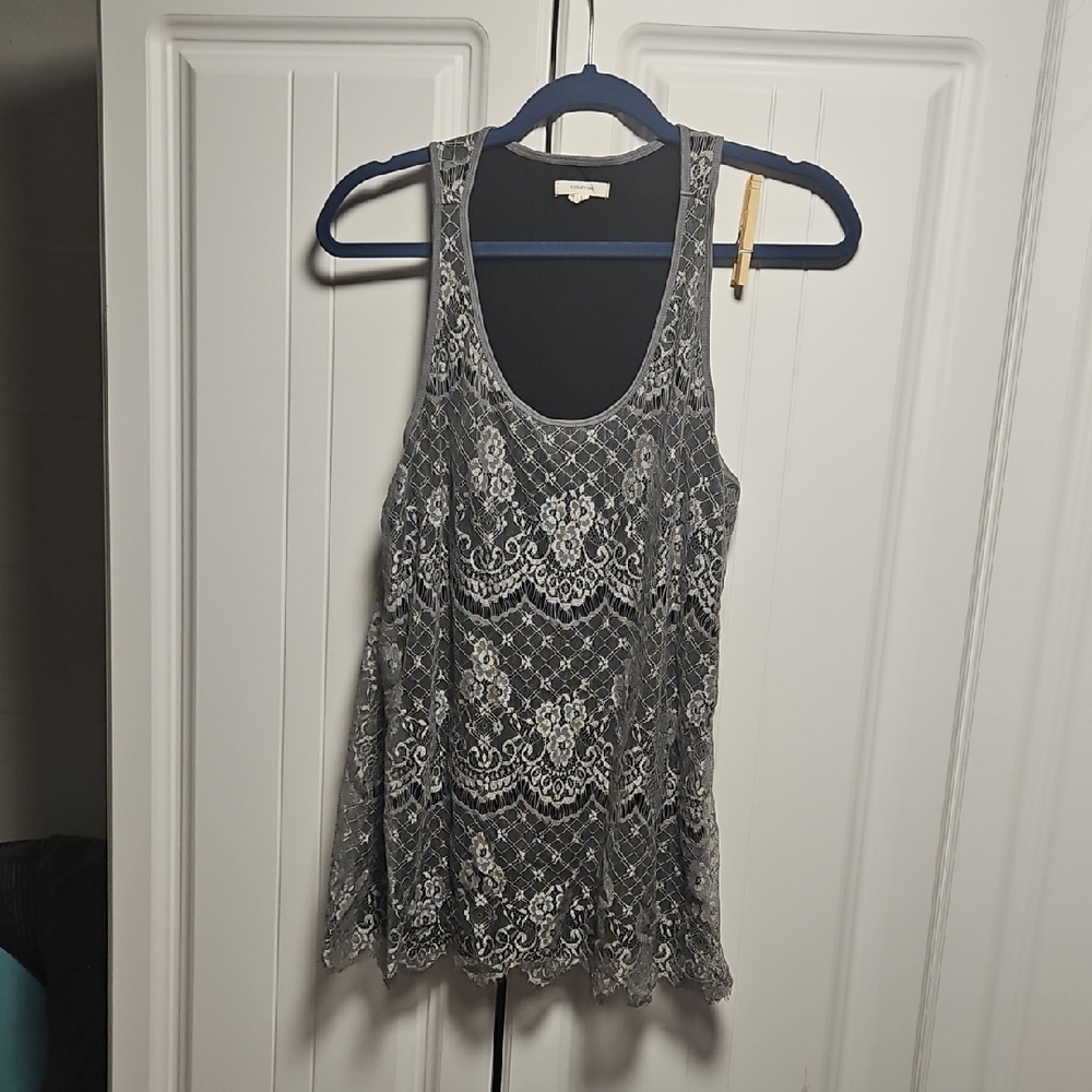 Maurices Gray Lace Tank Top